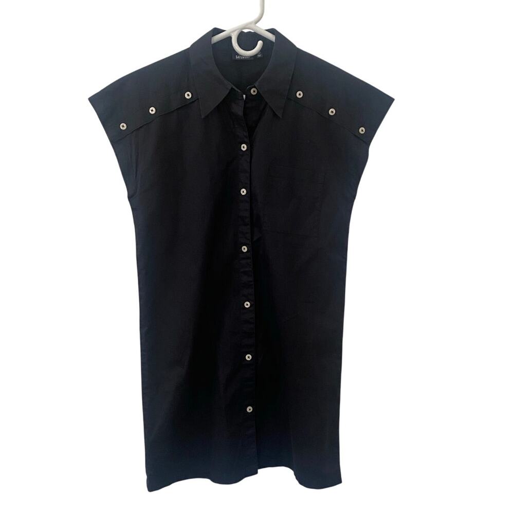 Kate Spade Button-Front Cotton Shirt Shift Dress Black Size XS